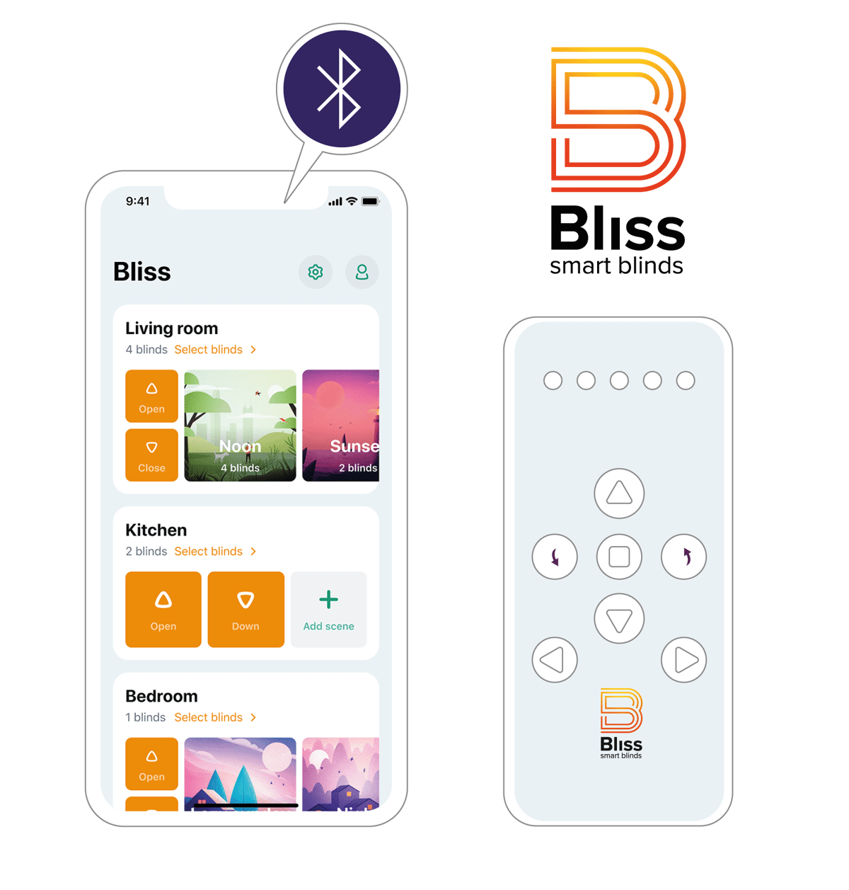 App-Steuerung und Fernbedienung Illustration Bliss Motorisierung
